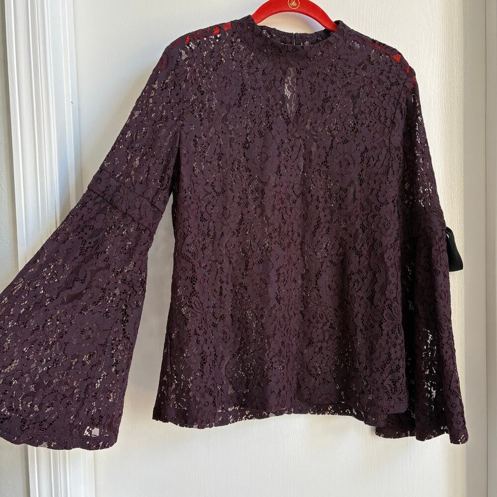 LOFT Purple Lace Long Sleeve Bohemian Whimsigoth Shirt Medium